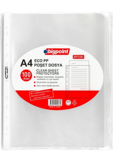 Bigpoint Poşet Dosya Eco 30 Mikron 100'lü Paket
