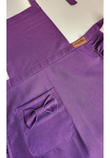 Keten Fırfırlı Bohem Mutfak Önlüğü Mor