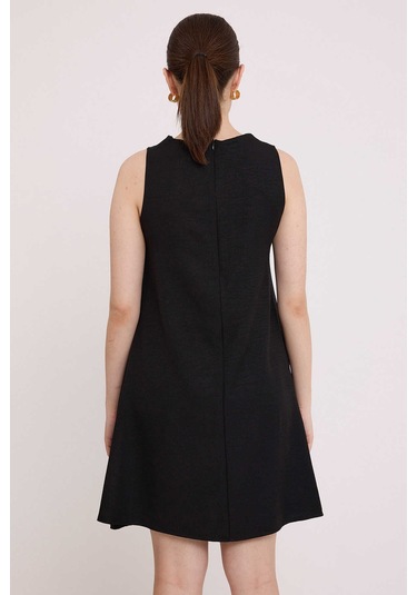 Gabria Sıfır Kollu Keten Elbise Siyah