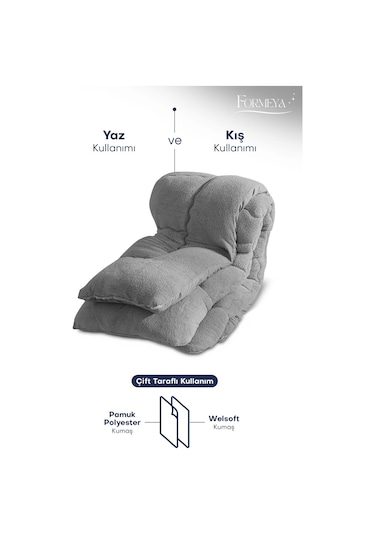Formeya Battal Boy Lüx Welsoft Çift Taraflı Yorgan - Gri