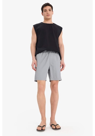 Defacto Regular Fit File Astarlı Kısa Boy Deniz Şortu B7255ax25hsgr265 Gri