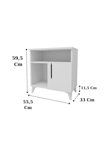 Melina Tek Kapaklı 2 Raflı Bölmeli Komodin & Şifonyer Yatak Odası Başucu Düzenleyici Komidin - Beyaz