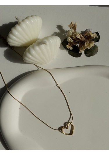 Çelik Kalp Figürlü Basic Kadın Kolye Altın Love Harmony - Gold Sevgililer Günü Hediyesi Altın