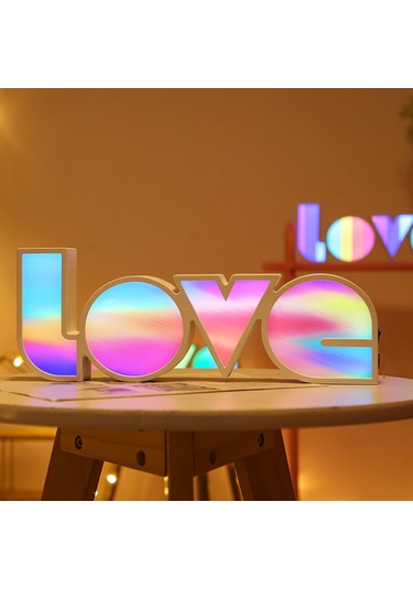 Teltree Romantik Renkli Love Harf Işıklı Lambası - Usb/aa Pil İle Çalışır, Ev Dekorasyonu, Nikah, Teşekkür Partileri İçin Sürekli Aydınlatma Diğer