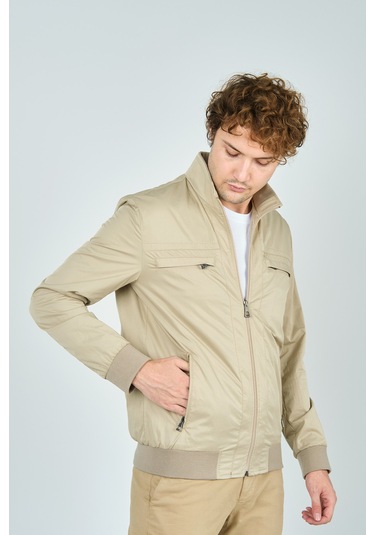 Daynax Erkek Hakim Yaka Fermuarlı Cep Detaylı Mevsimlik Spor Mont 4500 Taş Taş