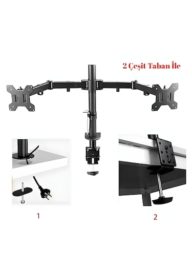 Hpytech Çift Kol Ayarlanabilir Monitör Tutucu Stand 14''-32''