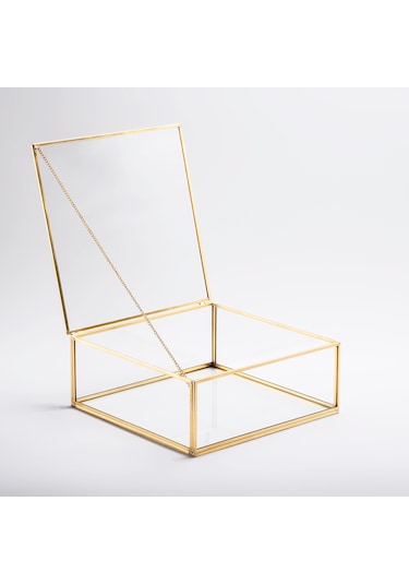 Cam Kutu Pirinç & Gold 15x10x5cm