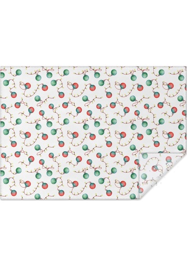 Noel Desenli Dikdörtgen Masa Örtüsü 60x84 İnç, Su Geçirmez Ve Leke Tutmaz Noel Işığı Süs Eşyası