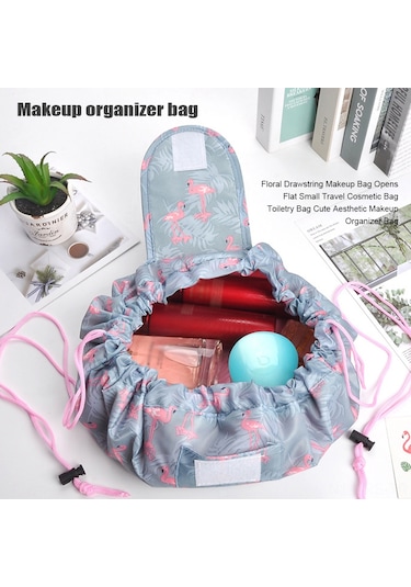 Reedark Çiçek Desenli Fermuarlı Büyük Makyaj Çantası - Seyahat Ve Günlük Kullanım İçin Pratik Organizatör