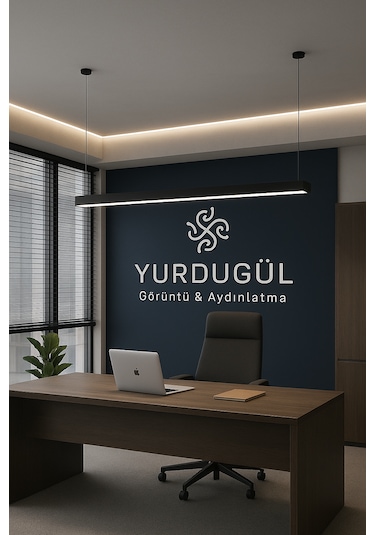 Lineer 120 Cm Siyah Kasa 4000k Doğal Beyaz Sarkıt Modern Led Avize Mutfak, Ofis, Mağaza, Salon, Siyah