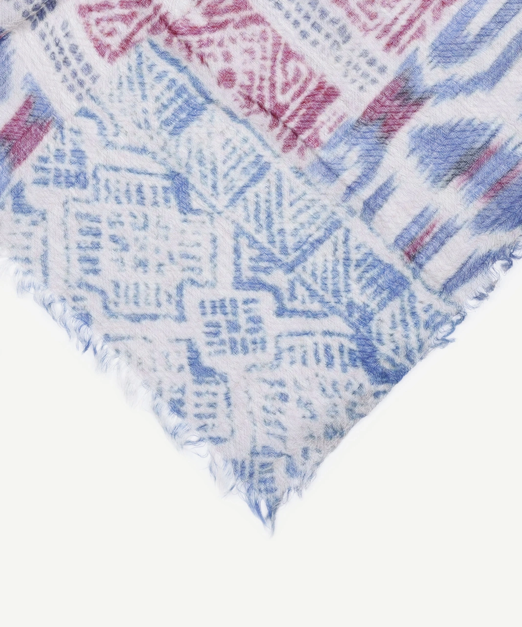 Yargıcı Karışık Desenli Yün Şal 25kksl1071x 021 Mavi