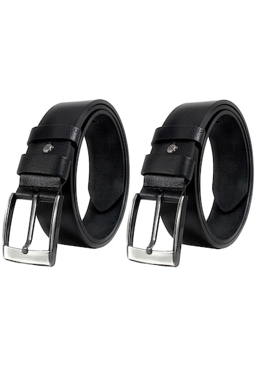 Erkek Kot Kemeri 4,5cm 2'li Siyah