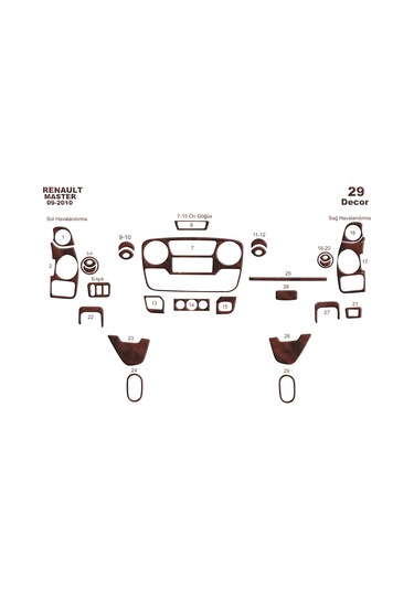Opel Movano Master İnterstar Konsol-torpido Kaplama 2010 29 Parça-maun Maun