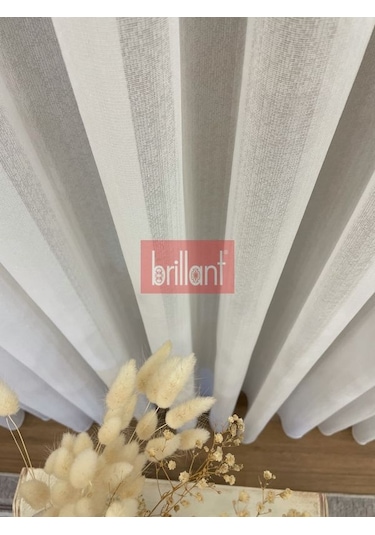 Tül Perde Brillant Ağır Gramajlı Ekru Keten Efektli