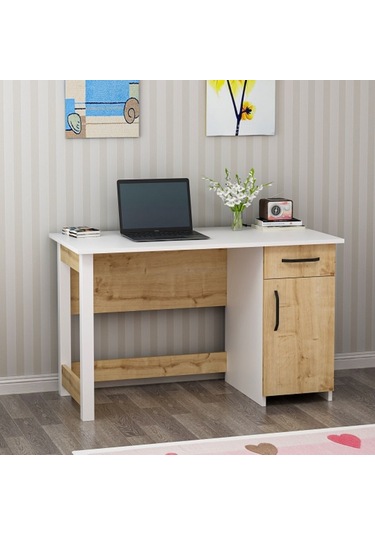 Bmdekor Çalışma Masası Nest Beyaz Safir Meşe