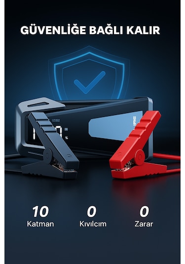 Buture BETA05 4000A 23800mah Taşınabilir Akü Takviye Kiti (Çanta + Led Lamba + Powerbank)