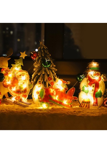 Suofeng S2-kardan Adam Figürlü Led Işık Zinciri, Islak Beyaz Işık, Noel Dekorasyonu, Pencere/perde Süsü, Pilli Piller Dahil Değil Çok Renkli