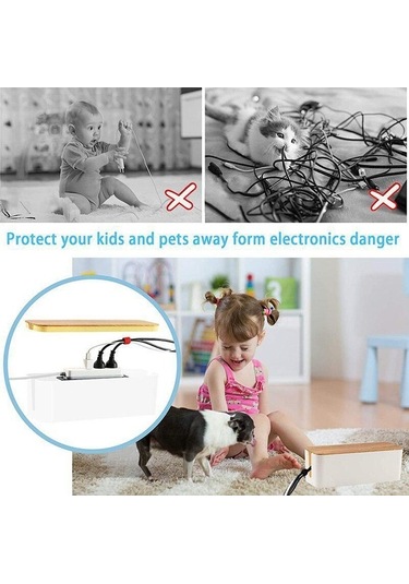 Pazly Ahşap Kablo Organizatörü - Toz Geçirmez Güç Kaynağı Kutusu - Şarj Cihazı Saklama Kutusu Wbl L - Kablo Yönetimi