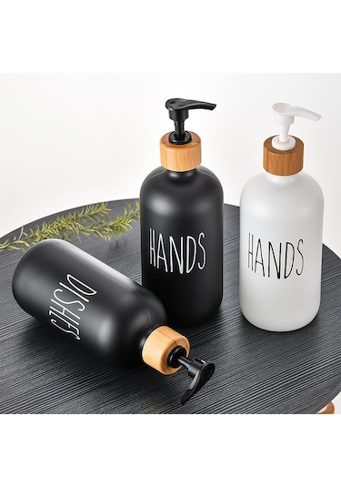 Teltree 500ml Ahşap Kapaklı Boston El Dezenfektanı Ve Şampuan Pompalı Set - 2'li Diğer