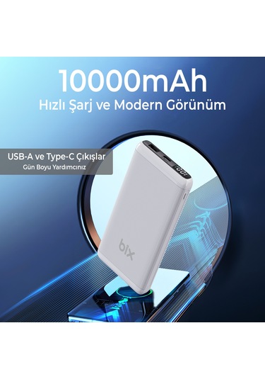 Bix Bxpb107 10000mah 20w Pd Type-c Usb Scp 22.5w Powerbank Beyaz