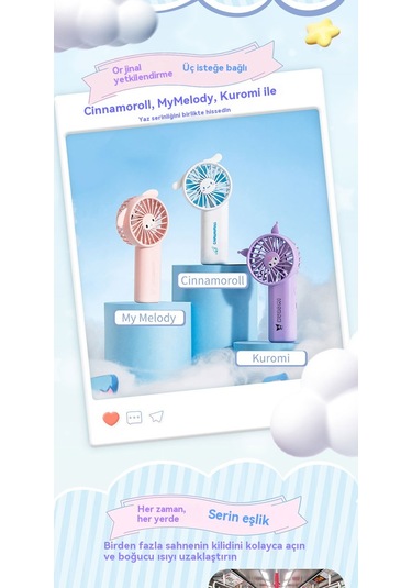 Jian Fan El Tipi Mini Fan Mavi