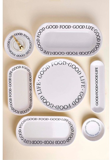 Good 37 Parça 6 Kişilik Stackable Kahvaltı Takımı Ve Sunum Seti Beyaz Beyaz