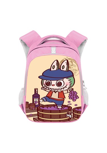 Bubblemall, İlkokul Öğrencileri İçin Şık Ve Büyük Kapasiteli Çift Omuzlu Çocuk Çantası, Moda Ve Rahat Tasarım Pembe - Gri