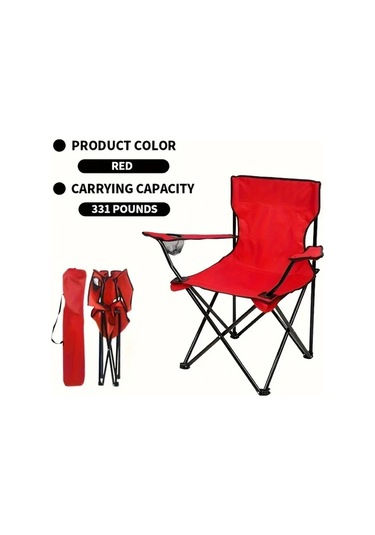 Fochsia 1 Adet Büyük Boy Portatif Kamp Sandalyesi Katlanır Tasarlı Saklama Çantası Bardaklık Siyah Siyah
