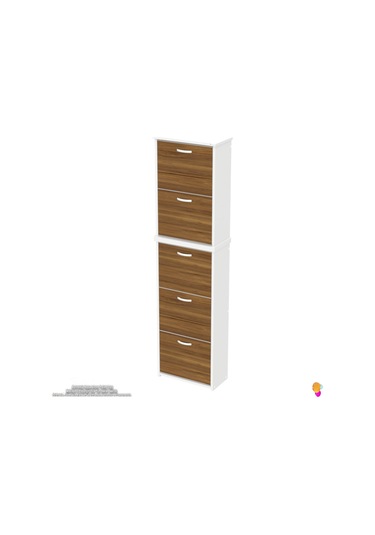 Modilayn Verve Asma Kapı Önü 52x194x26 Cm Lik 3 Düşer Kapak 10 Göz Bölmeli Ayakkabılık Ceviz - Beyaz