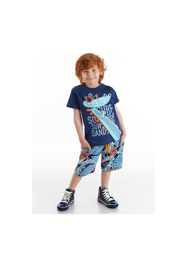 Denokids Surfer Croco Erkek Çocuk Şort Takım Çok Renkli