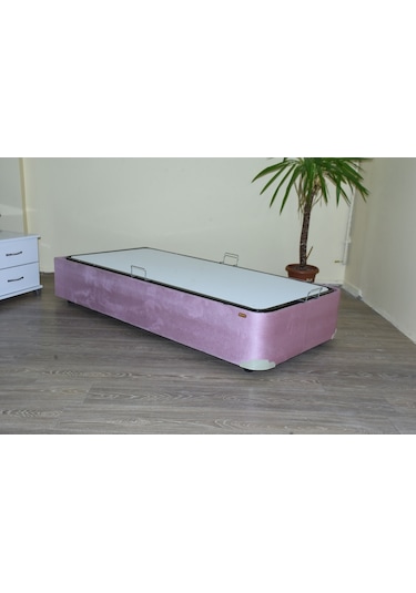 Bengimobilya Baza Tay Tüy Pembe Silinir Model Kapitone Deri Başlık Metal Fırın