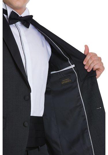 Hatemoğlu Siyah Slim Fit Çıkma Sivri Yaka Klasik Damatlık 36035 Siyah