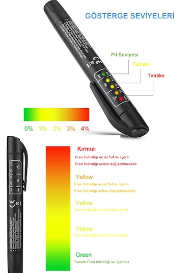 Araç Fren Hidrolik Yağı Ölçüm Cihazı Led Göstergeli Test Kalemi