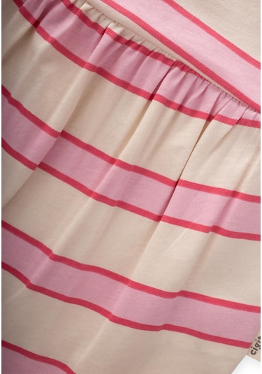 Cigit Geniş Çizgili Tulum 0-3 Yaş Pembe Fuşya Çizgili Pembe Fuşya Çizgili