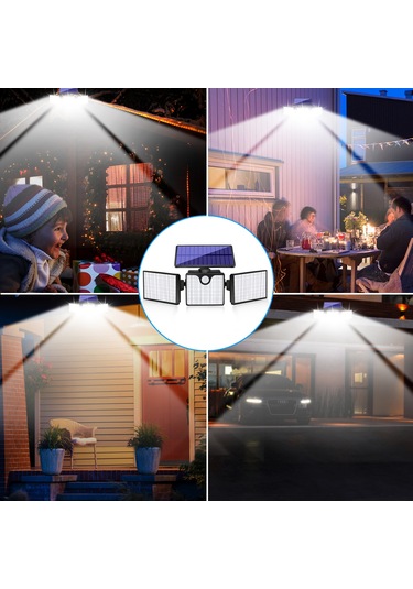 Dofolink Güneş Enerjili 266led Dış Mekan Lambası, Üç Ayağlı Duvar Tipi, İnsan Algılama + Işık Kontrol + Uzak Kumanda, 400lm, Ip65 Su Geçirmez Bahçe Aydınlatması