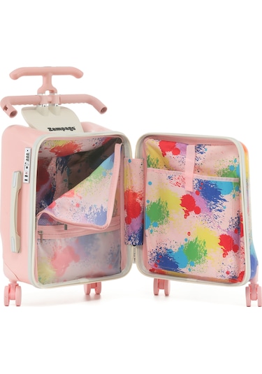 Free Like The Wind Binilebilir Çocuk Valizi Kabin Boy, Düşme Engelleyici Pembe