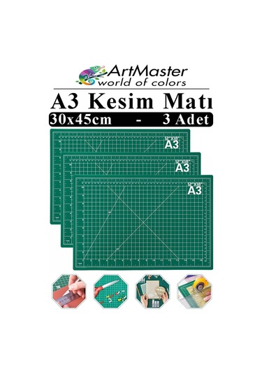 A3 Kesim Matı 3 Adet 30x45 Cm Çift Taraflı Çizim Matı Kesim Altlığı Kesme Madı Kesim Tablası Proje Etkinlik