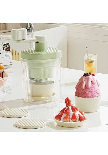 Ulzyvf Traş Buz Makinesi Küçük Manuel Buz Kırıcı Ev El-krank Yeşil, Pratik Tasarım Yeşil