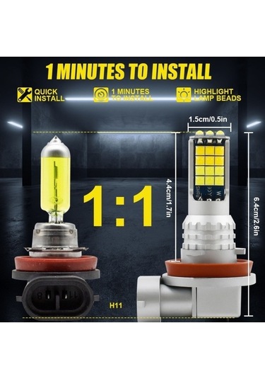 Ebitda 2 Adet V6 H11 Dc9-36v 30w 3000lm Ip65 Araba Led Çift Renkli Sis Lambası, 30led Smd-2525 Diğer