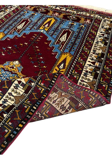 El Dokuma Sıfır Özel Koleksiyonluk Yayhalı Halısı 112x160 Kök Boya Özel Dokuma Halı Mavi