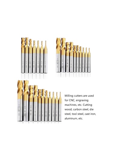 Sones 10 Adet/takım Yüksek Hızlı Çelik Ve Alüminyum Uç Yüzey Frezeleme Kesici Düz Şaftlı Titanyum Kaplamalı Frezeleme Kesici