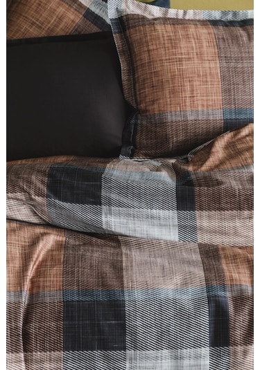 İssimo Dunloe Cinnamon Dijital Pamuk Saten Nevresim Takımı Çift Kişilik-1655