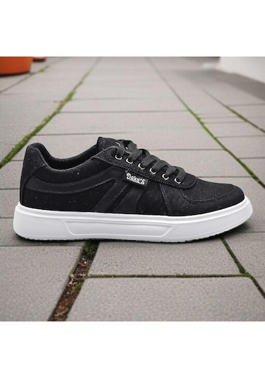 032 Ortopedik Taban Günlük Erkek Keten Spor Ayakkabı Erkek Spor Ayakkabı Siyah