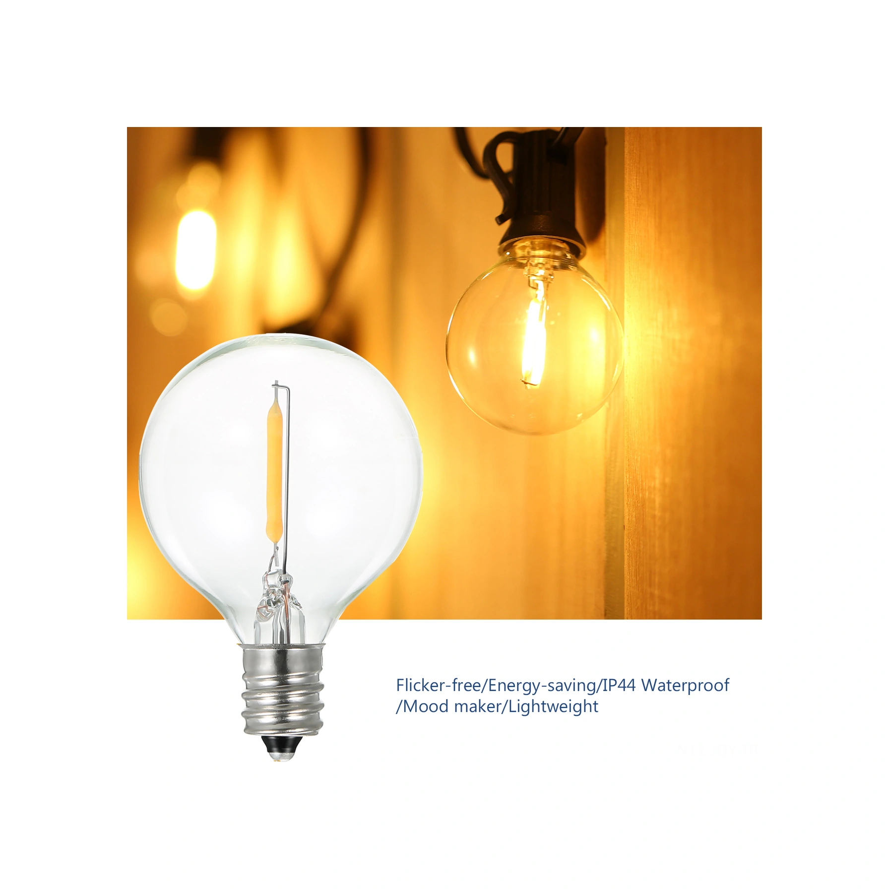 Youmex Ip44 Su Geçirmez Cam Led Ampul E12, 2200k Islak Beyaz 25'li Paket - 0.6w Enerji Tasarruflu, 360 Aydınlatma