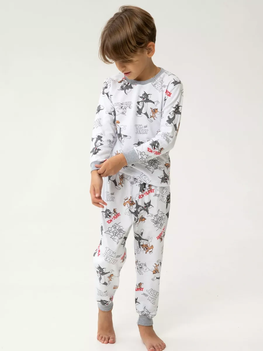 Lapula : &promokot Tom Ve Jerry Baskılı Çocuk Pijama Takımı Sıcak 188453059 Beyaz
