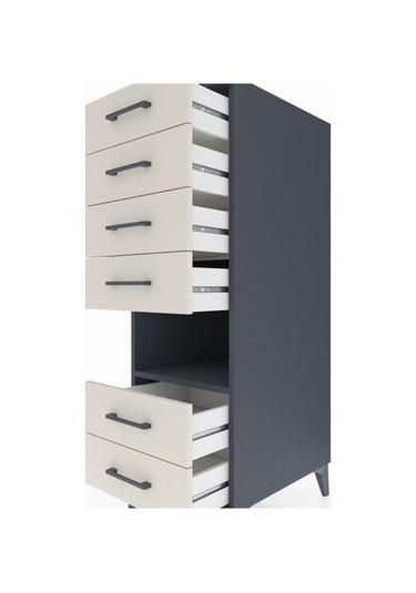 Kronos Dolap Tek Raflı 6 Çekmeceli 44x59x134 Antrasit-aytaşı Antrasit