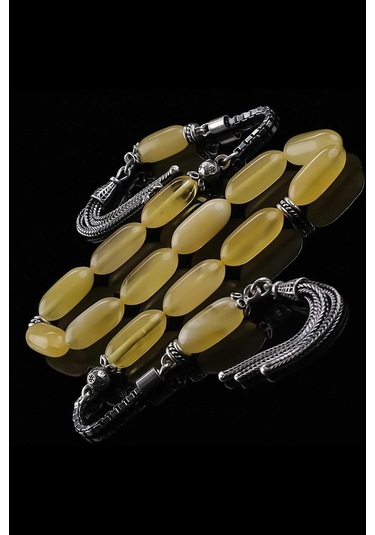 İce Yellow Amber Saçaklı Püskül Zaza Damla Kehribar Tesbih