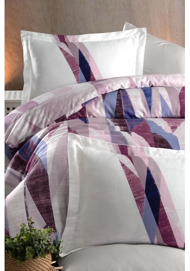 Dijital Saten Çift Kişilik Nevresim Takımı Prism Pembe