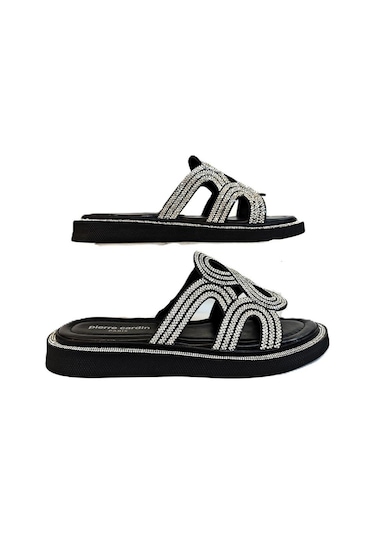 Pierre Cardin 7505 Siyah Renk Taşlı Bayan Terlik Siyah