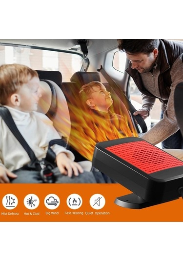 Wondernest 2025 Yükseltmesi Taşınabilir Lichen Isıtıcı, Hızlı Fan, Çözücü Buz Araba Aracı 2'si 12v İçin Siyah